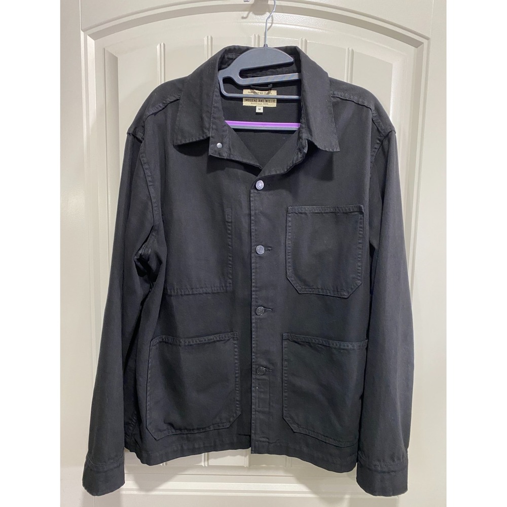 Imogene and Willie Chore Jacket Mens M Black Cotton Canvas Workwear Pocket Coat